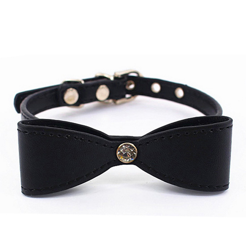 Colorful Leather Bow Tie Puppies Cats Collar